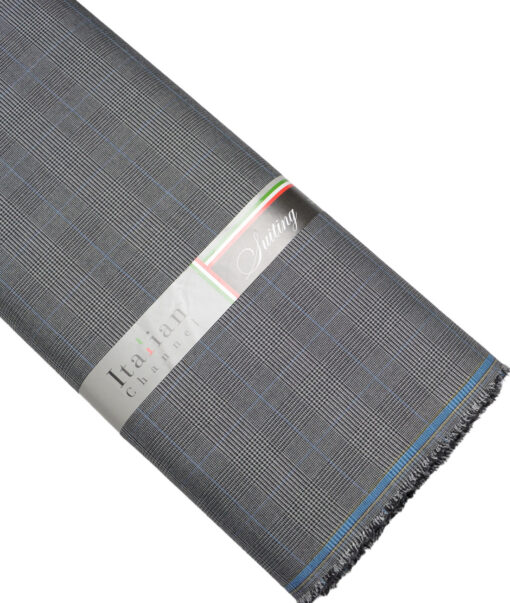 Italian Channel  Checks Terry Rayon Unstitched Suiting Fabric (Grey)