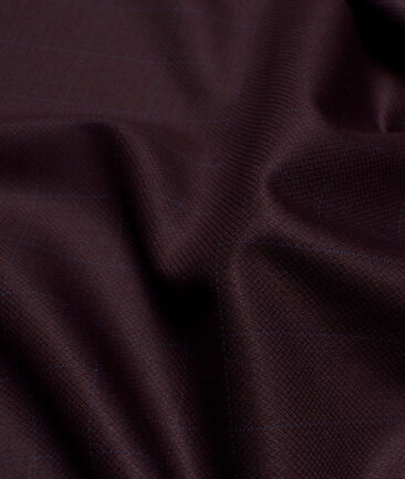 Italian Channel  Checks Terry Rayon Unstitched Suiting Fabric (Dark Wine)