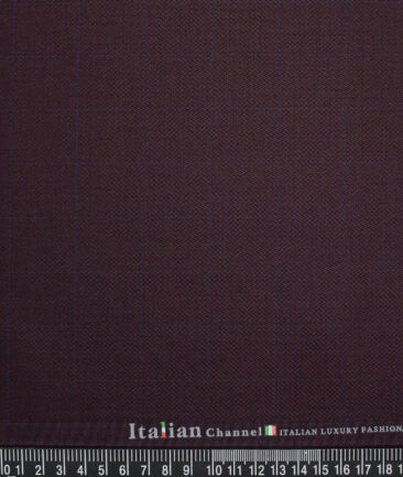 Italian Channel  Checks Terry Rayon Unstitched Suiting Fabric (Dark Wine)