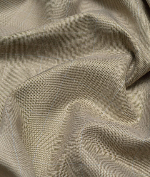 Italian Channel  Checks Terry Rayon Unstitched Suiting Fabric (Light Brown)