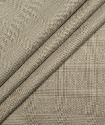 Italian Channel  Checks Terry Rayon Unstitched Suiting Fabric (Light Brown)