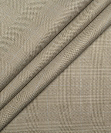 Italian Channel  Checks Terry Rayon Unstitched Suiting Fabric (Light Brown)