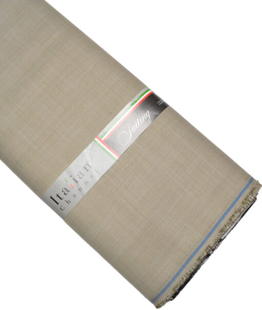 Italian Channel  Checks Terry Rayon Unstitched Suiting Fabric (Light Brown)