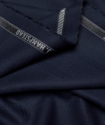 J.hampstead  Checks Terry Rayon Unstitched Suiting Fabric (Dark Navy Blue)