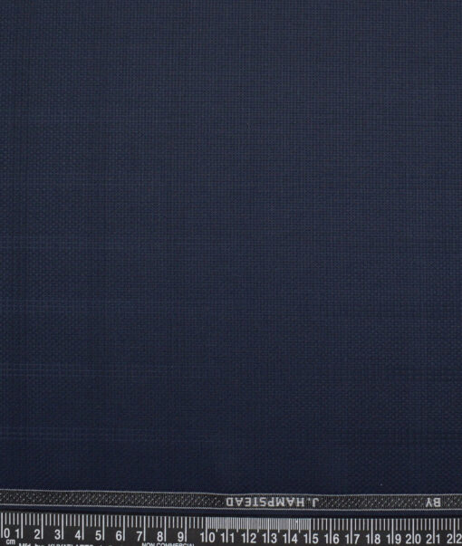 J.hampstead  Checks Terry Rayon Unstitched Suiting Fabric (Dark Navy Blue)