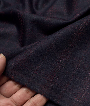 Legazia  Checks Terry Rayon Unstitched Suiting Fabric (Dark Blue)