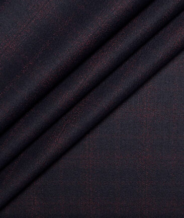 Legazia  Checks Terry Rayon Unstitched Suiting Fabric (Dark Blue)