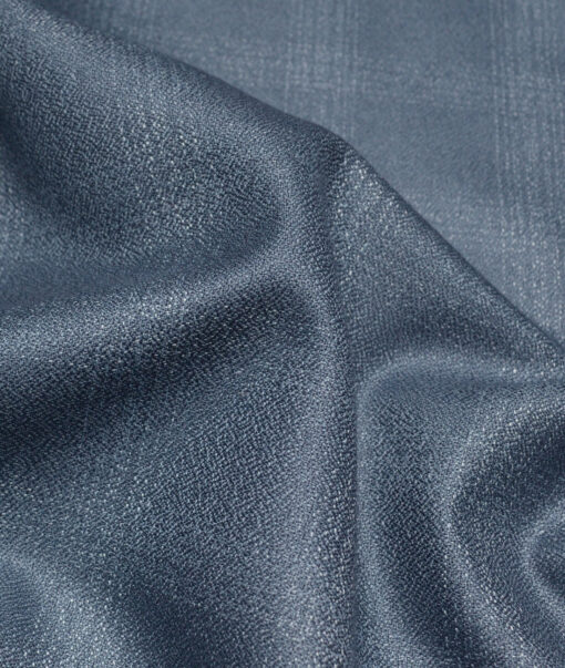 Legazia  Checks Terry Rayon Unstitched Suiting Fabric (Wild Blue)
