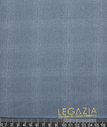 Legazia  Checks Terry Rayon Unstitched Suiting Fabric (Wild Blue)