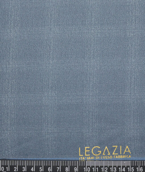 Legazia  Checks Terry Rayon Unstitched Suiting Fabric (Wild Blue)