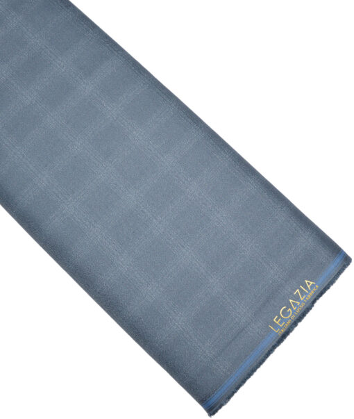 Legazia  Checks Terry Rayon Unstitched Suiting Fabric (Wild Blue)