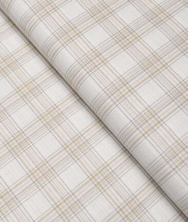 Tessitura Monti  Giza Cotton Checks Shirting Fabric (White & Brown)