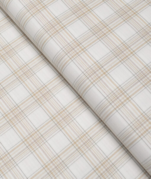 Tessitura Monti  Giza Cotton Checks Shirting Fabric (White & Brown)