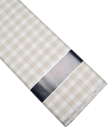Tessitura Monti  Giza Cotton Checks Shirting Fabric (White & Brown)