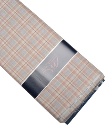 Tessitura Monti  Giza Cotton Checks Shirting Fabric (Cream & Pink)