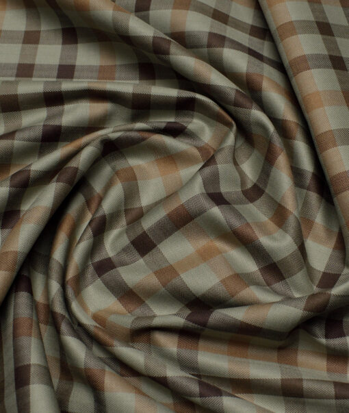 Tessitura Monti  Giza Cotton Checks Shirting Fabric (Green & Brown)