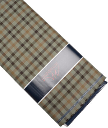 Tessitura Monti  Giza Cotton Checks Shirting Fabric (Green & Brown)