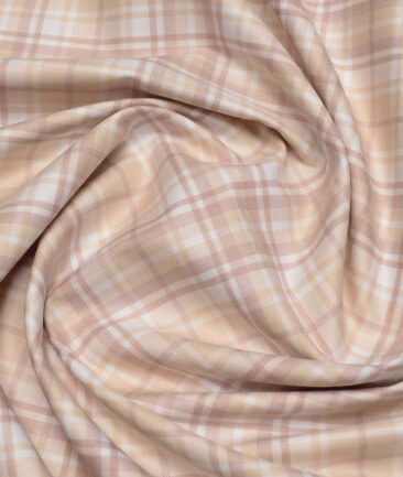 Tessitura Monti  Giza Cotton Checks Shirting Fabric (White & Peach)