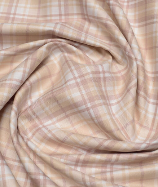 Tessitura Monti  Giza Cotton Checks Shirting Fabric (White & Peach)