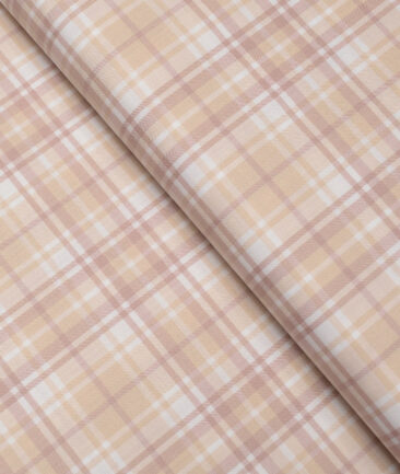Tessitura Monti  Giza Cotton Checks Shirting Fabric (White & Peach)