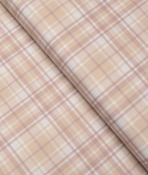 Tessitura Monti  Giza Cotton Checks Shirting Fabric (White & Peach)