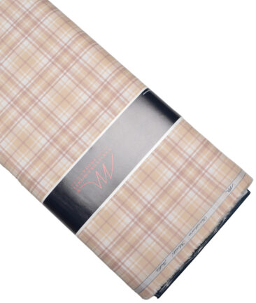 Tessitura Monti  Giza Cotton Checks Shirting Fabric (White & Peach)