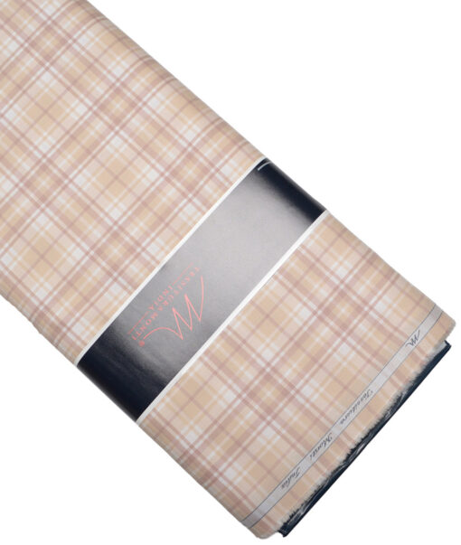Tessitura Monti  Giza Cotton Checks Shirting Fabric (White & Peach)