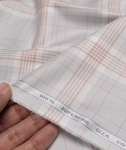 Tessitura Monti  Giza Cotton Checks Shirting Fabric (Light Grey)