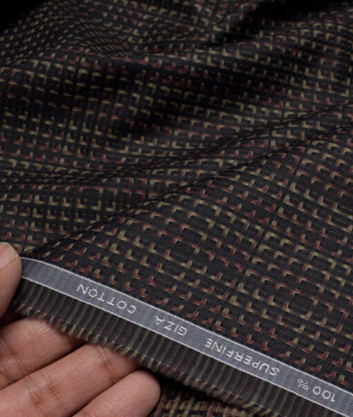 Tessitura Monti  Giza Cotton Checks Shirting Fabric (Black)