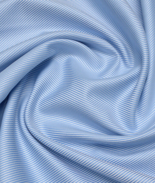 Tessitura Monti  Giza Cotton Striped Shirting Fabric (Sky Blue)