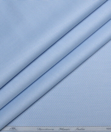 Tessitura Monti  Giza Cotton Striped Shirting Fabric (Sky Blue)