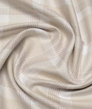 Tessitura Monti  Giza Cotton Checks Shirting Fabric (White & Beige)