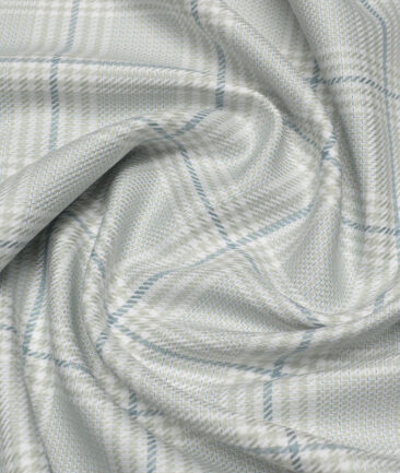 Tessitura Monti  Giza Cotton Checks Shirting Fabric (White & Green)