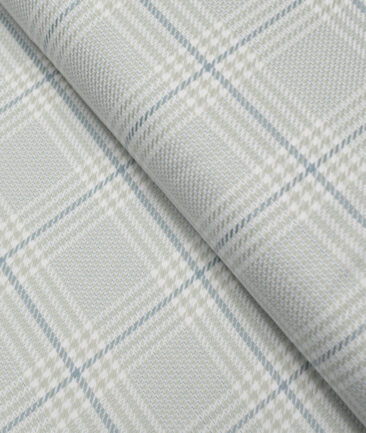 Tessitura Monti  Giza Cotton Checks Shirting Fabric (White & Green)