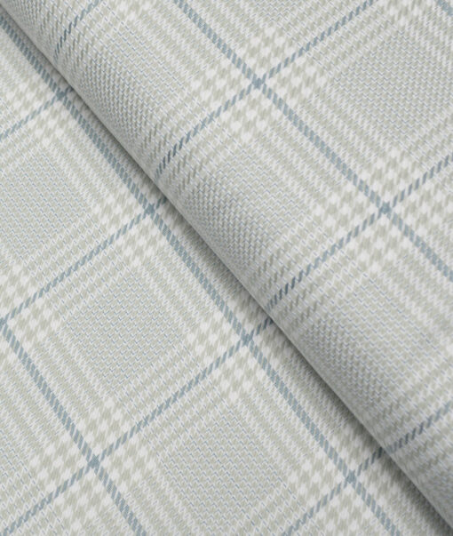 Tessitura Monti  Giza Cotton Checks Shirting Fabric (White & Green)