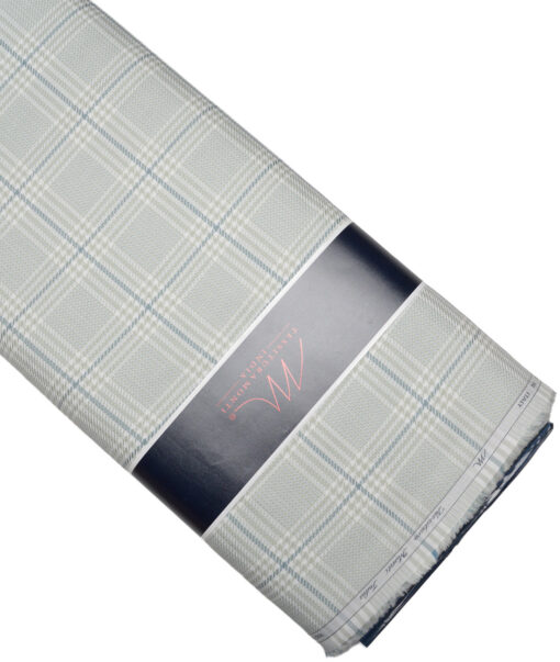 Tessitura Monti  Giza Cotton Checks Shirting Fabric (White & Green)