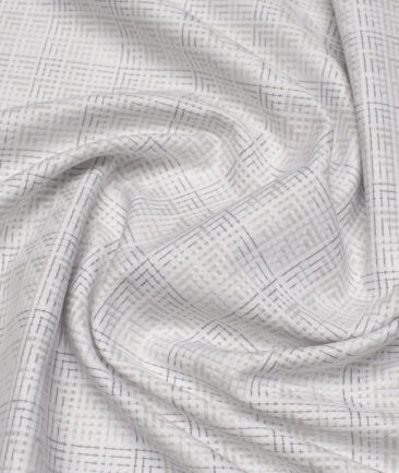 Tessitura Monti  Giza Cotton Checks Shirting Fabric (White & Grey)