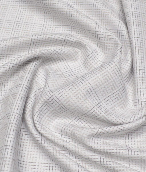 Tessitura Monti  Giza Cotton Checks Shirting Fabric (White & Grey)