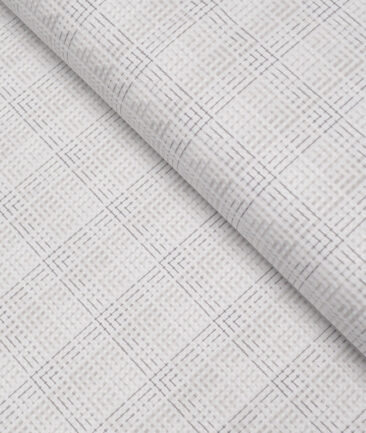 Tessitura Monti  Giza Cotton Checks Shirting Fabric (White & Grey)
