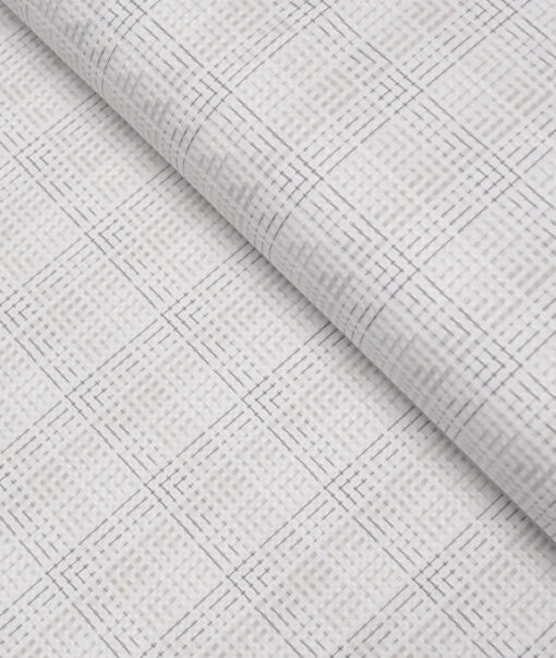 Tessitura Monti  Giza Cotton Checks Shirting Fabric (White & Grey)
