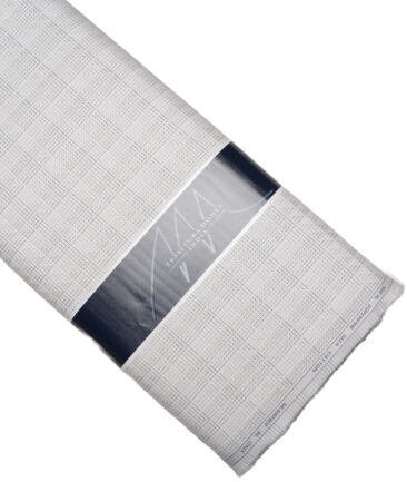Tessitura Monti  Giza Cotton Checks Shirting Fabric (White & Grey)