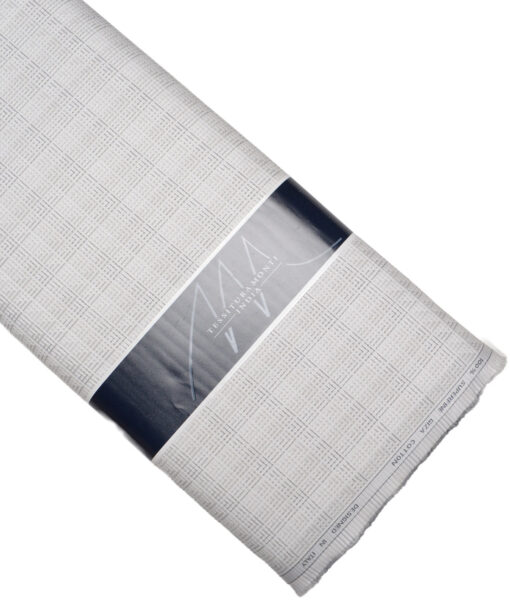 Tessitura Monti  Giza Cotton Checks Shirting Fabric (White & Grey)