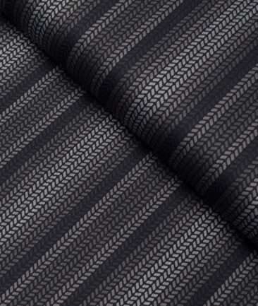 Tessitura Monti  Giza Cotton Striped Shirting Fabric (Black & Grey)