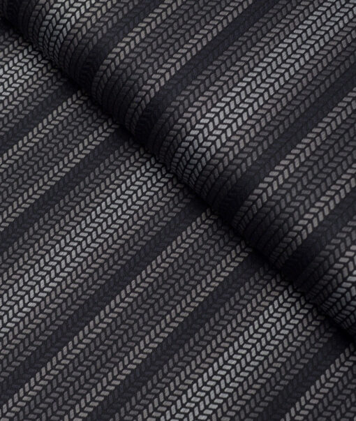 Tessitura Monti  Giza Cotton Striped Shirting Fabric (Black & Grey)