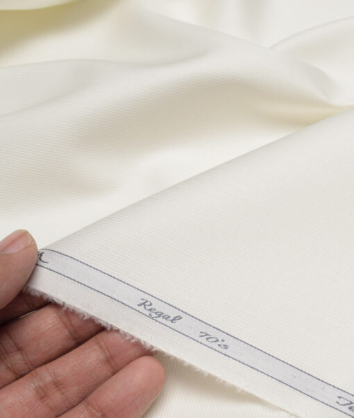 Tessitura Monti 2 Ply 70's Giza Cotton Striped Shirting Fabric (Cream)