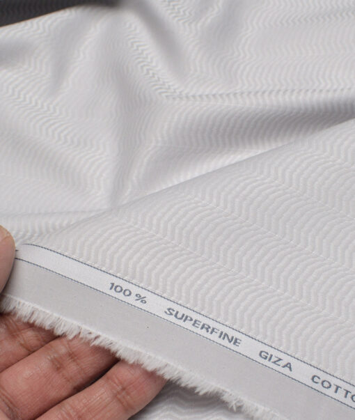 Tessitura Monti  Giza Cotton Striped Shirting Fabric (Light Grey)