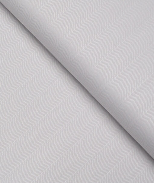 Tessitura Monti  Giza Cotton Striped Shirting Fabric (Light Grey)