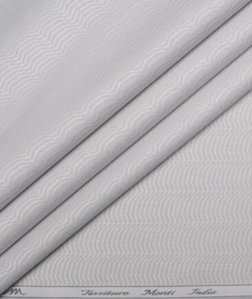 Tessitura Monti  Giza Cotton Striped Shirting Fabric (Light Grey)