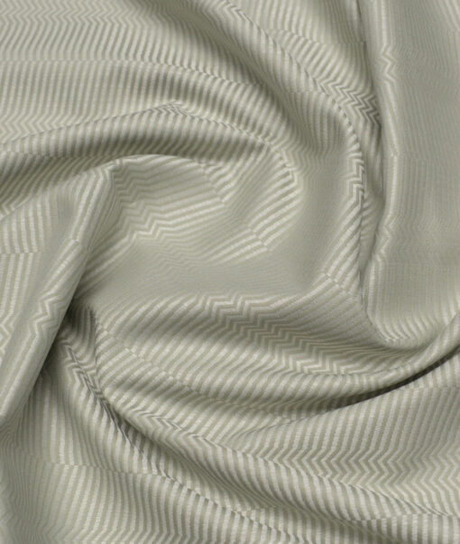 Tessitura Monti  Giza Cotton Striped Shirting Fabric (Light Olive Gren)