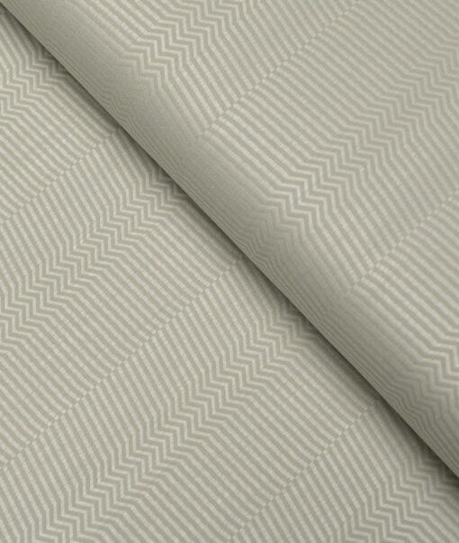 Tessitura Monti  Giza Cotton Striped Shirting Fabric (Light Olive Gren)